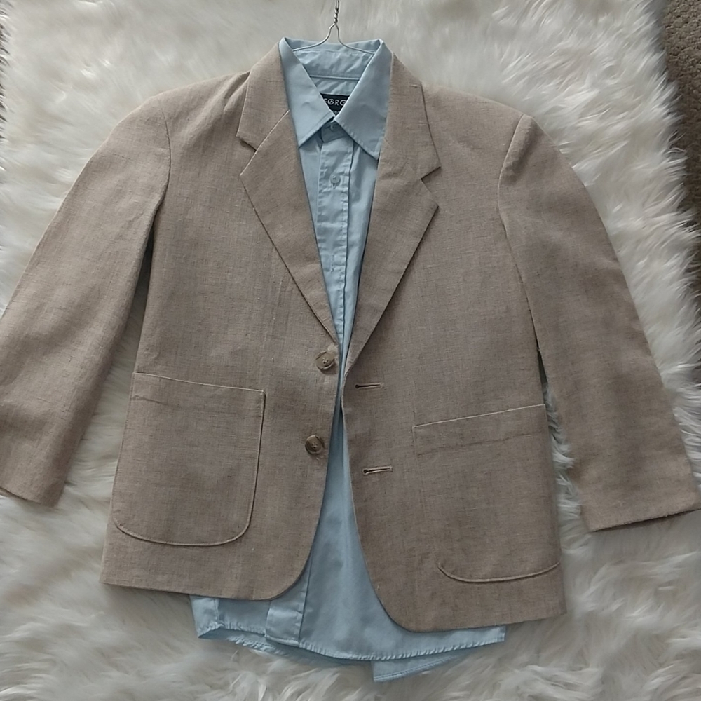 Boys light-blue button up with khaki Blazer